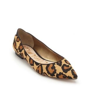 🐆Sam Edelman Rae Brahman Hair Pointed Toe Flats Size 5.5🐆